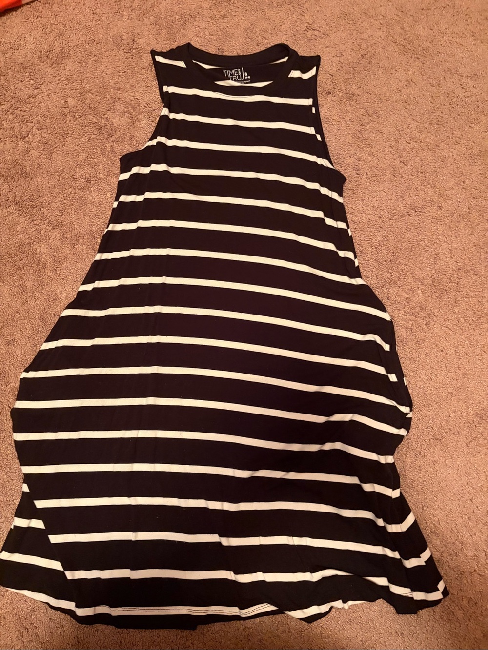 Time and Tru Black and White Striped Maxi Dress